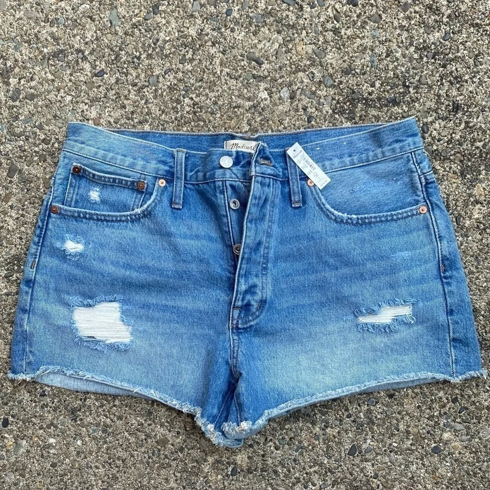 Madewell Relaxed Denim Shorts in Homecrest Wash: Ripped Edition Size 30